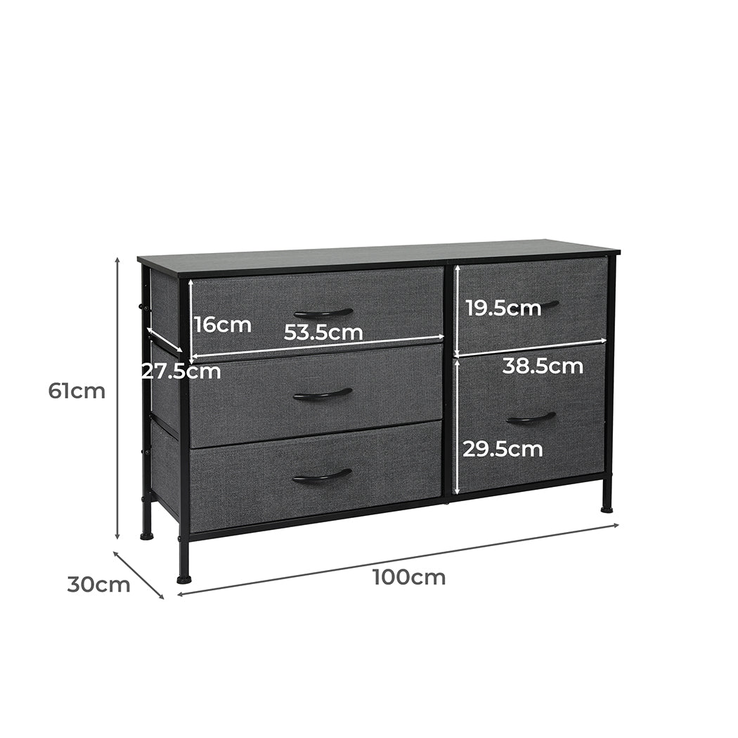 Levede Storage Cabinet Tower Chest Dark Grey-2006733272687710210