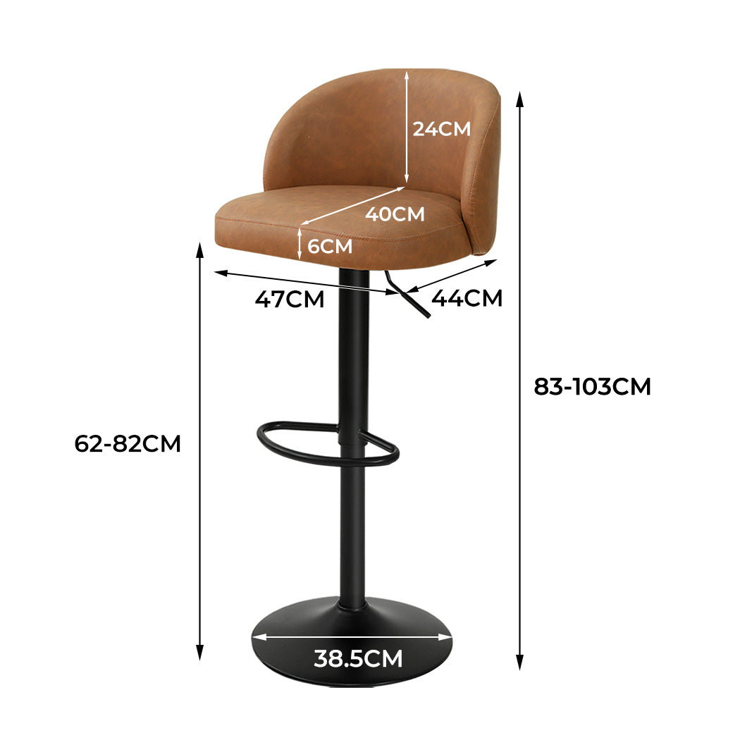 Levede 4x Bar Stool Swivel Gas Lift PU Leather Brown-2018816907184050178