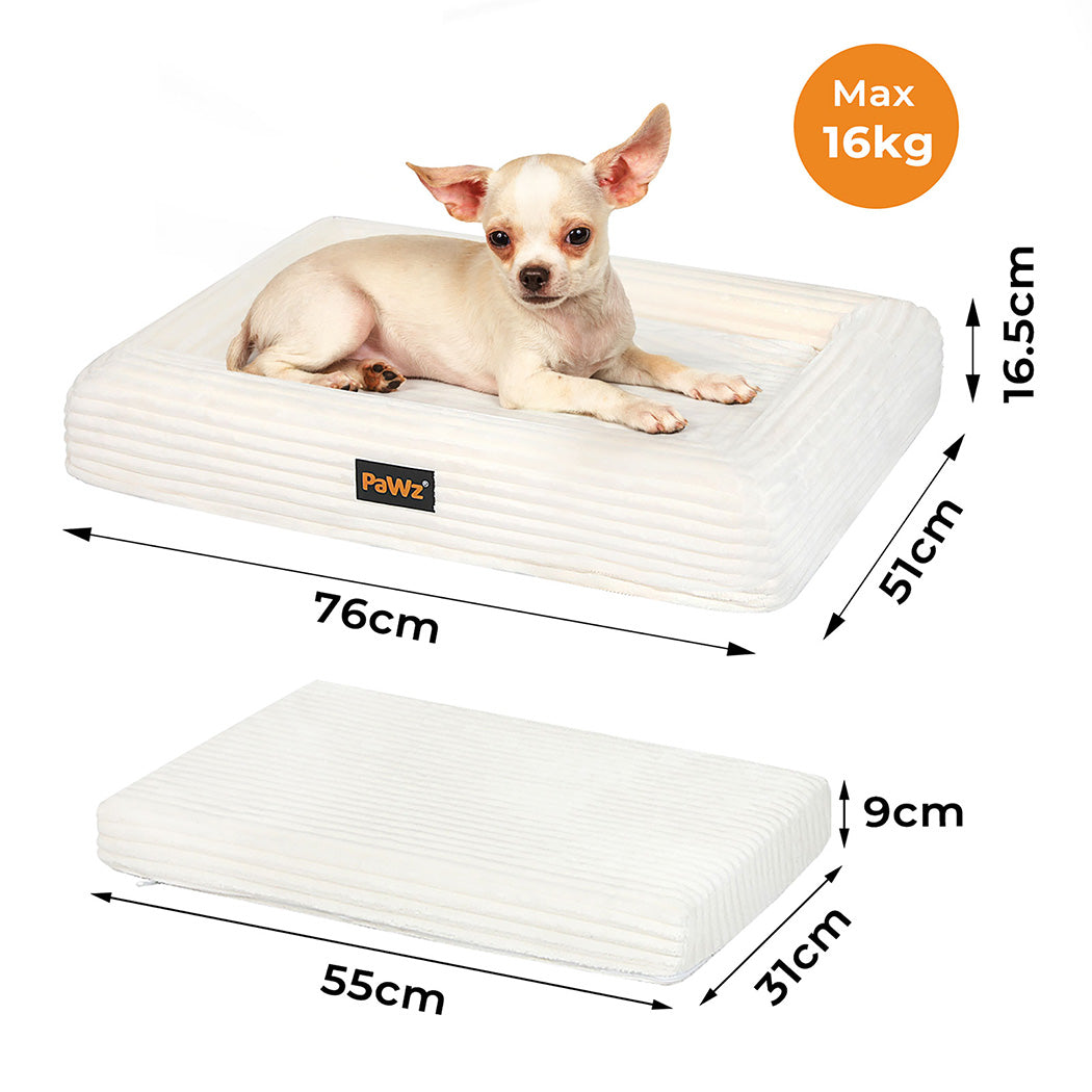 Pawz M Size Orthopedic Dog Bed with Corduroy Removable Cover Waterproof Washable Beige-2018816748488364034
