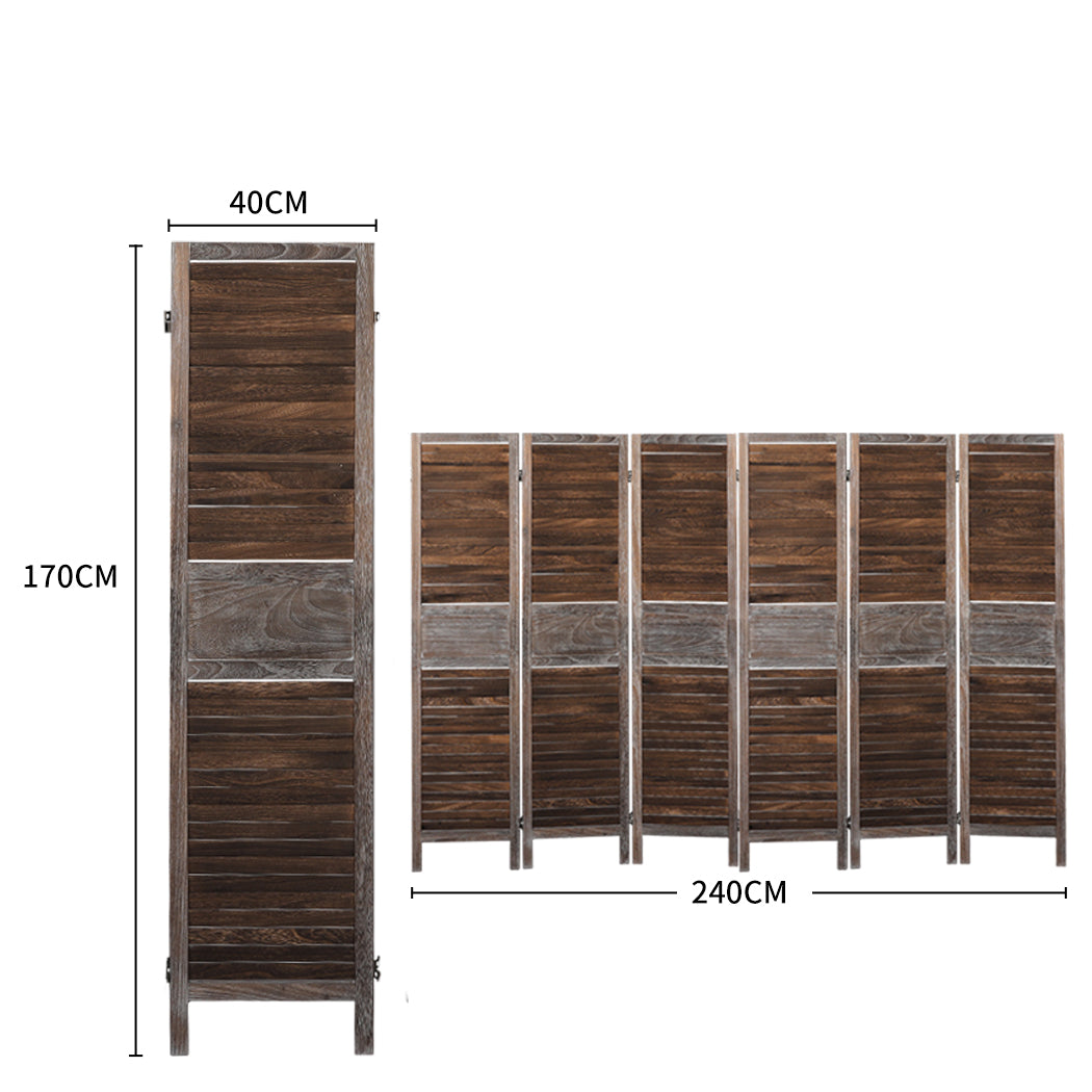 Levede Room Divider 6 Panel Folding Brown-2006732941086035970