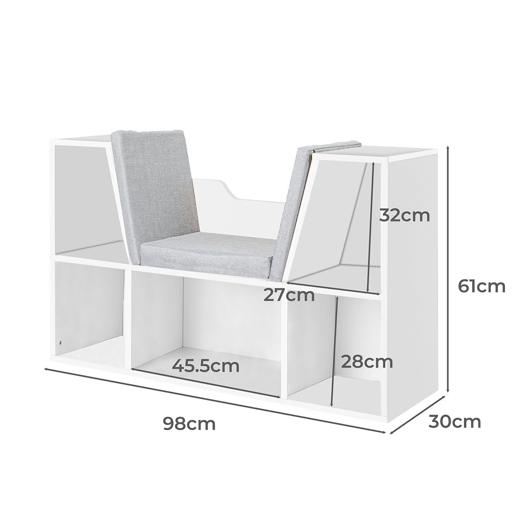 Levede Kids Bookcase Toys Box Shelf White-2018816833779535874