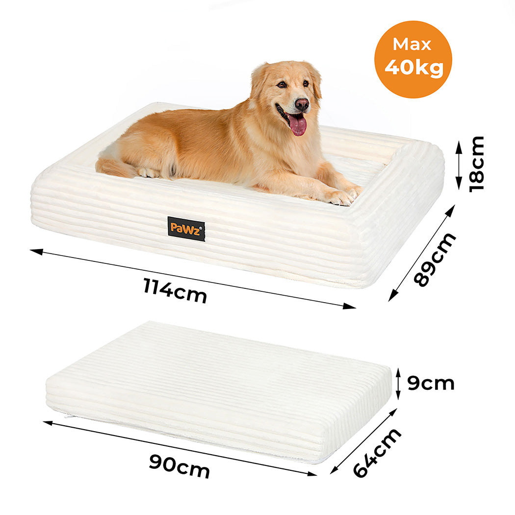 Pawz XXL Size Orthopedic Dog Bed with Corduroy Removable Cover Waterproof Washable Beige-2018816850690969602