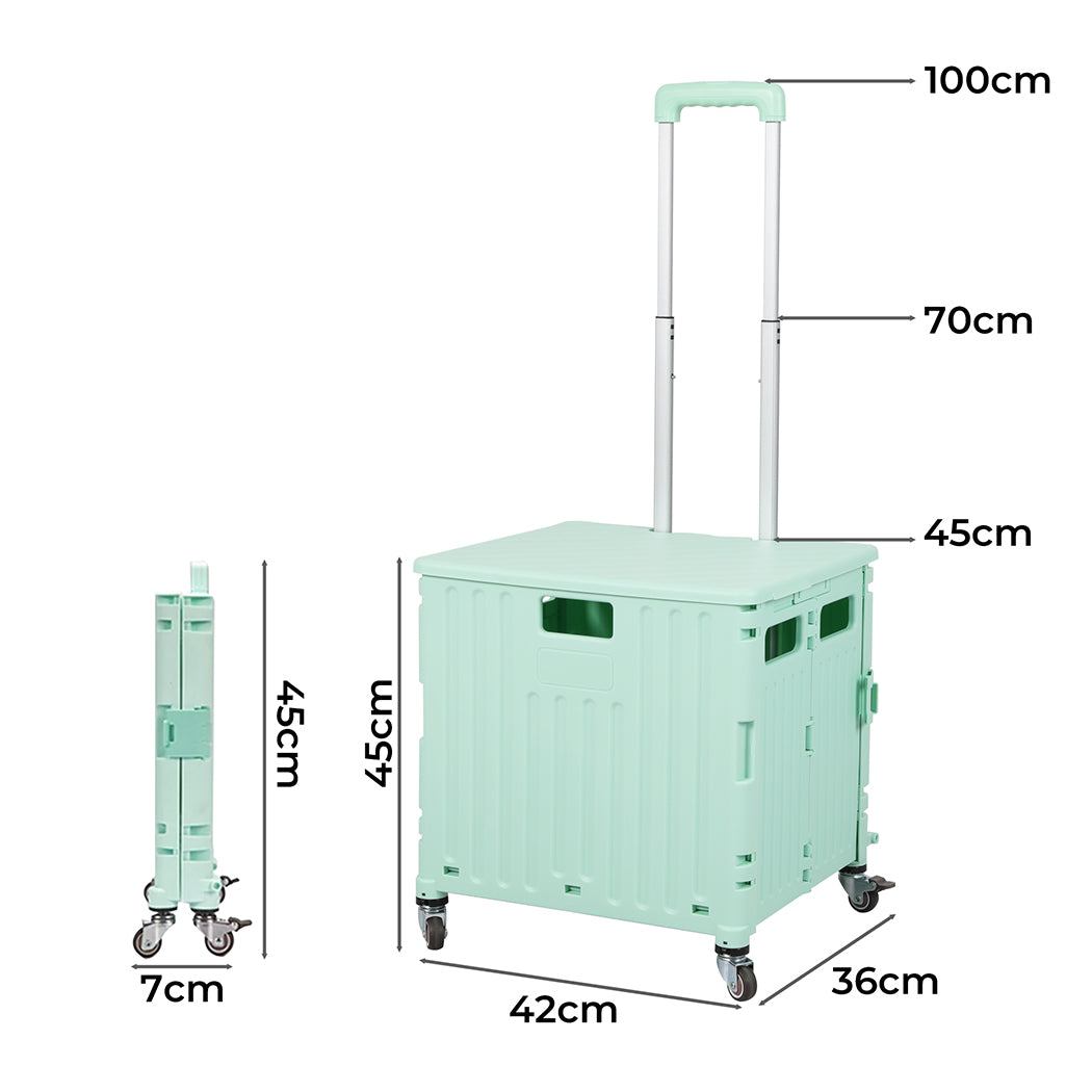 Folding Shopping Trolley Cart Portable Green-2006733034371551234
