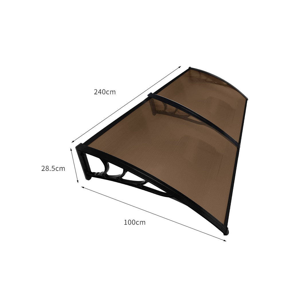 Mountview Window Door Awning Outdoor 1M X 2.4M Brown 1x2.4M-1954802872768139266