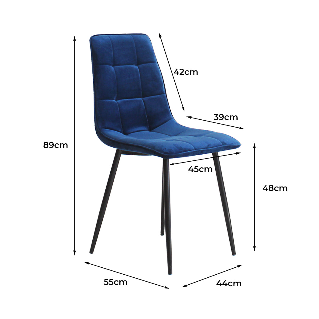 Levede 4x Dining Chairs Kitchen Velvet Blue-1954802984198213634