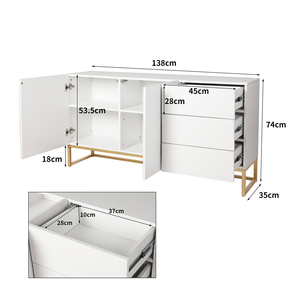 Levede Buffet Sideboard Storage Cabinet White-2006733268556320770