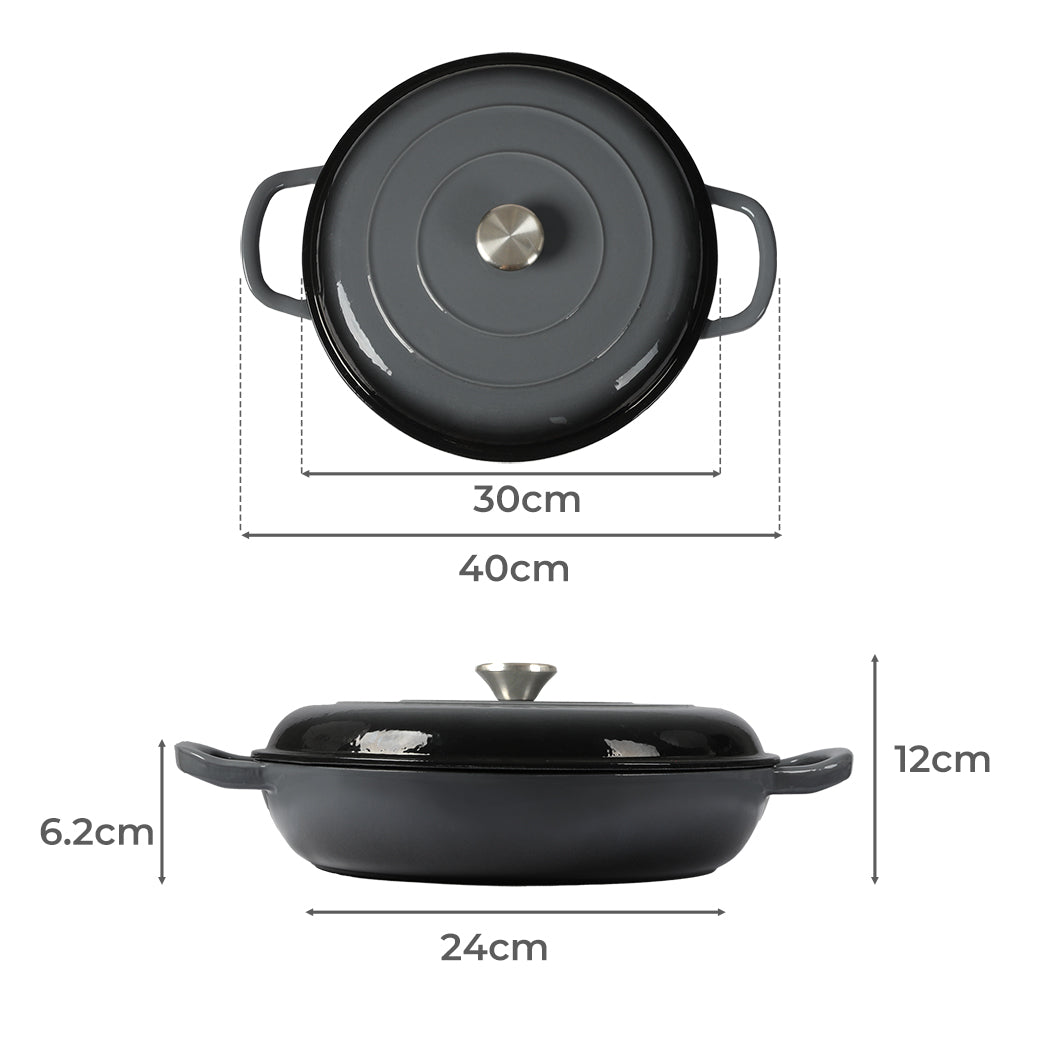 3.5L Enamel Dutch Oven Pan in Black Colour-2018816805572841474