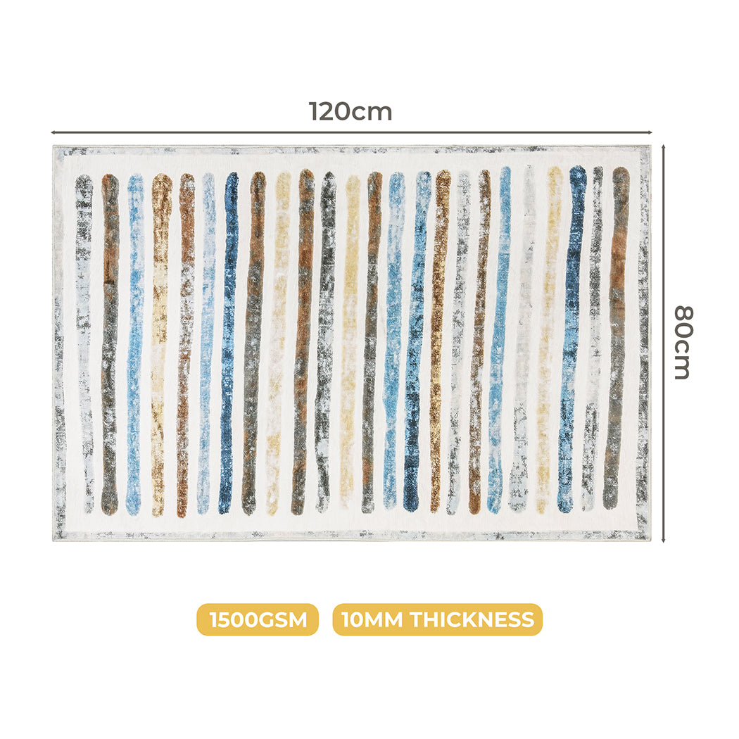 Marlow Floor Rug Short Pile Washable Carpet Soft Plush Non Slip Stripe 80x120-2018816670356869122