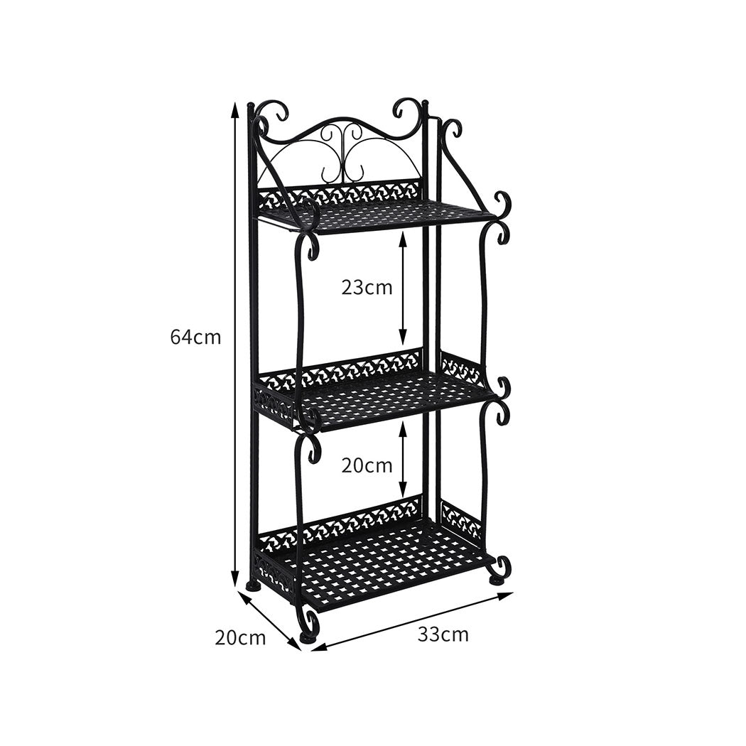 Levede Plant Stand 3 Tiers Outdoor Indoor Black-2018816636856963074