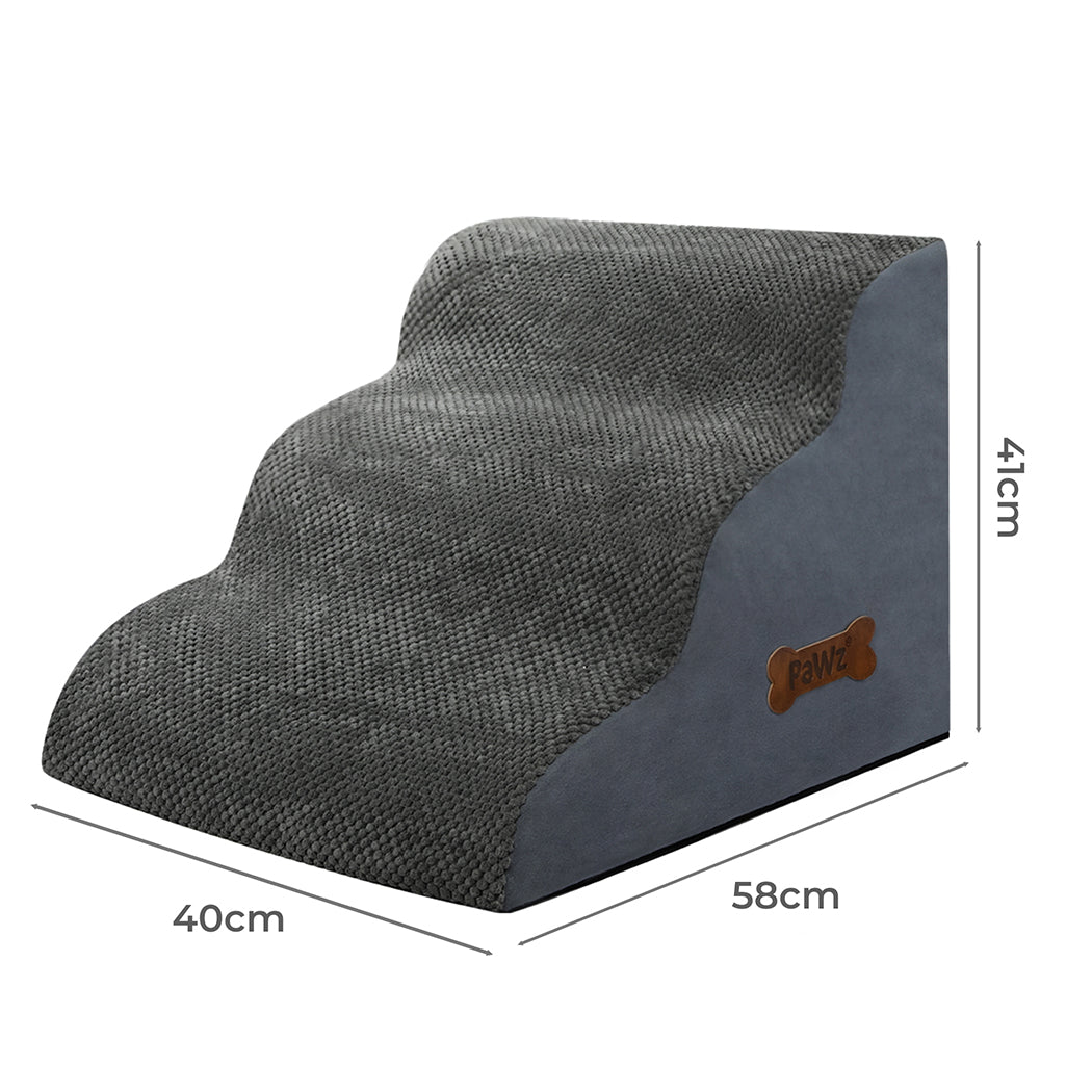 Pawz 3 Steps Pet Stairs Dog Ramp High Density Foam Grey-2006732707169701890