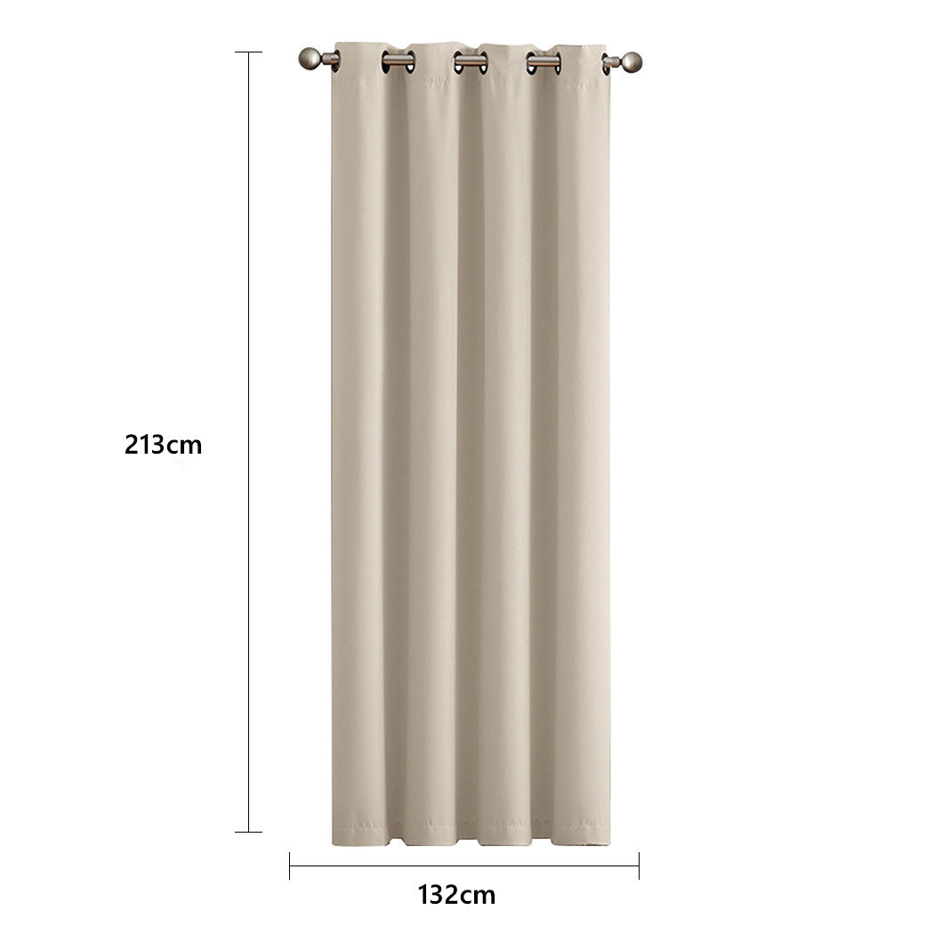 2x Blockout Curtains Panels 3 Layers Beige CD1003-132X213-GR-2018816668163248130