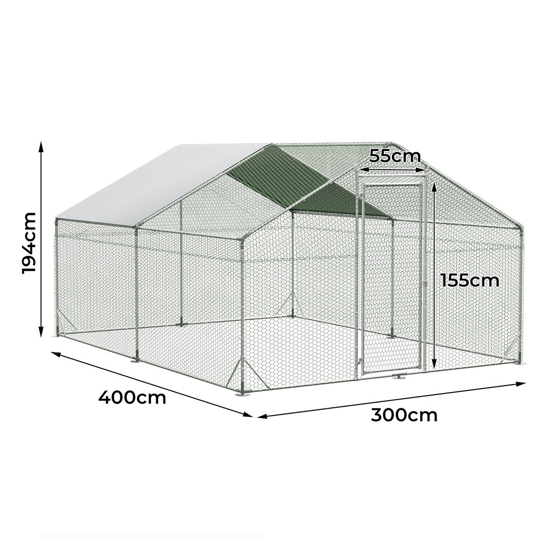 Pawz 400x300x194cm Large Metal Walk-in Chicken Coop Cage-1954802467145388034