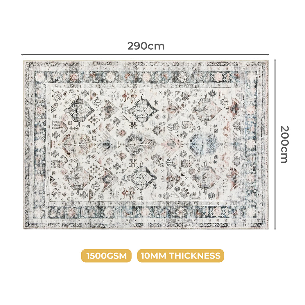 Marlow Floor Rug Vintage Short Pile Washable Carpet Soft Plush Non Slip 200x290-2018816884945850370