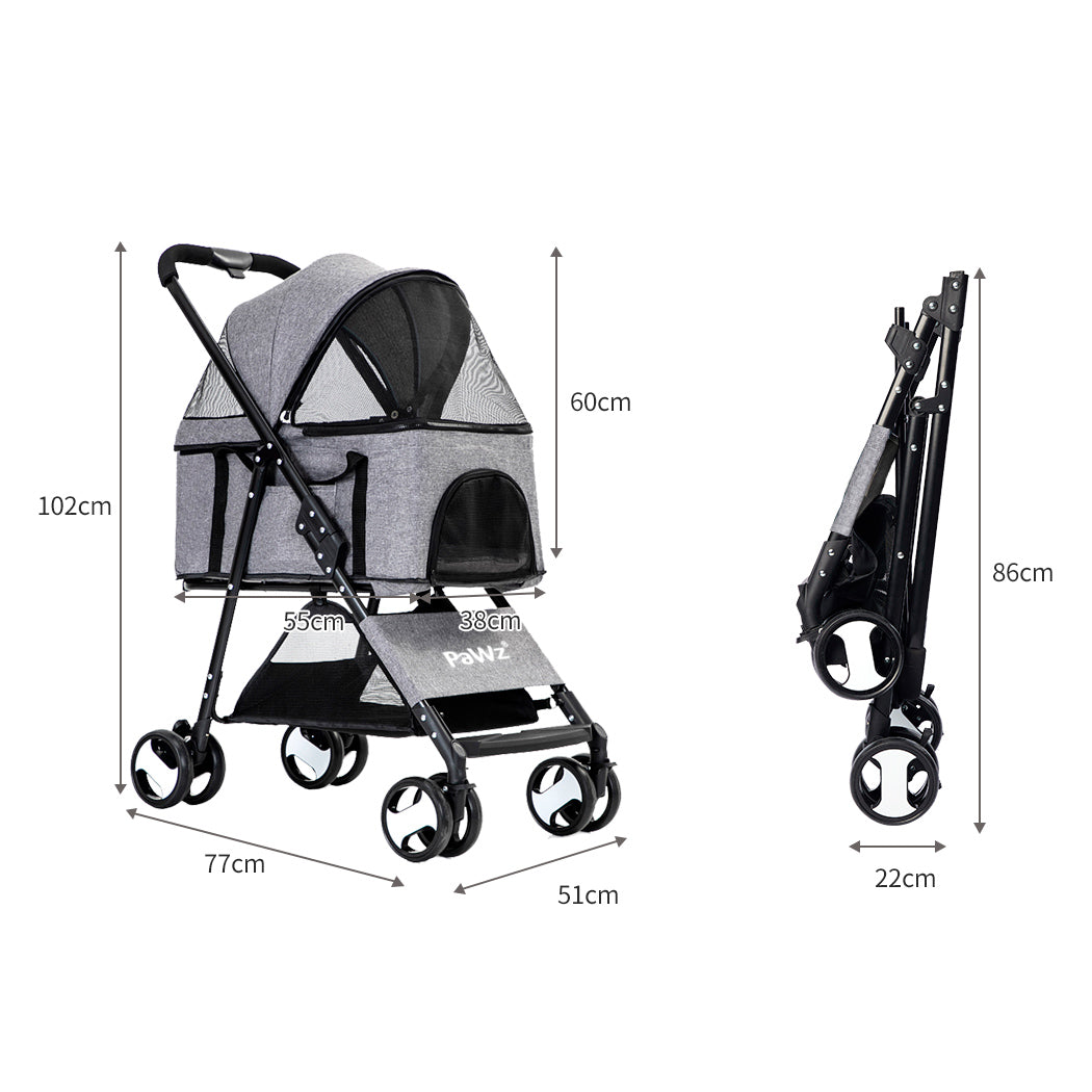 PaWz Large Pet Stroller Dog Cat Travel Grey-2006733031234211842