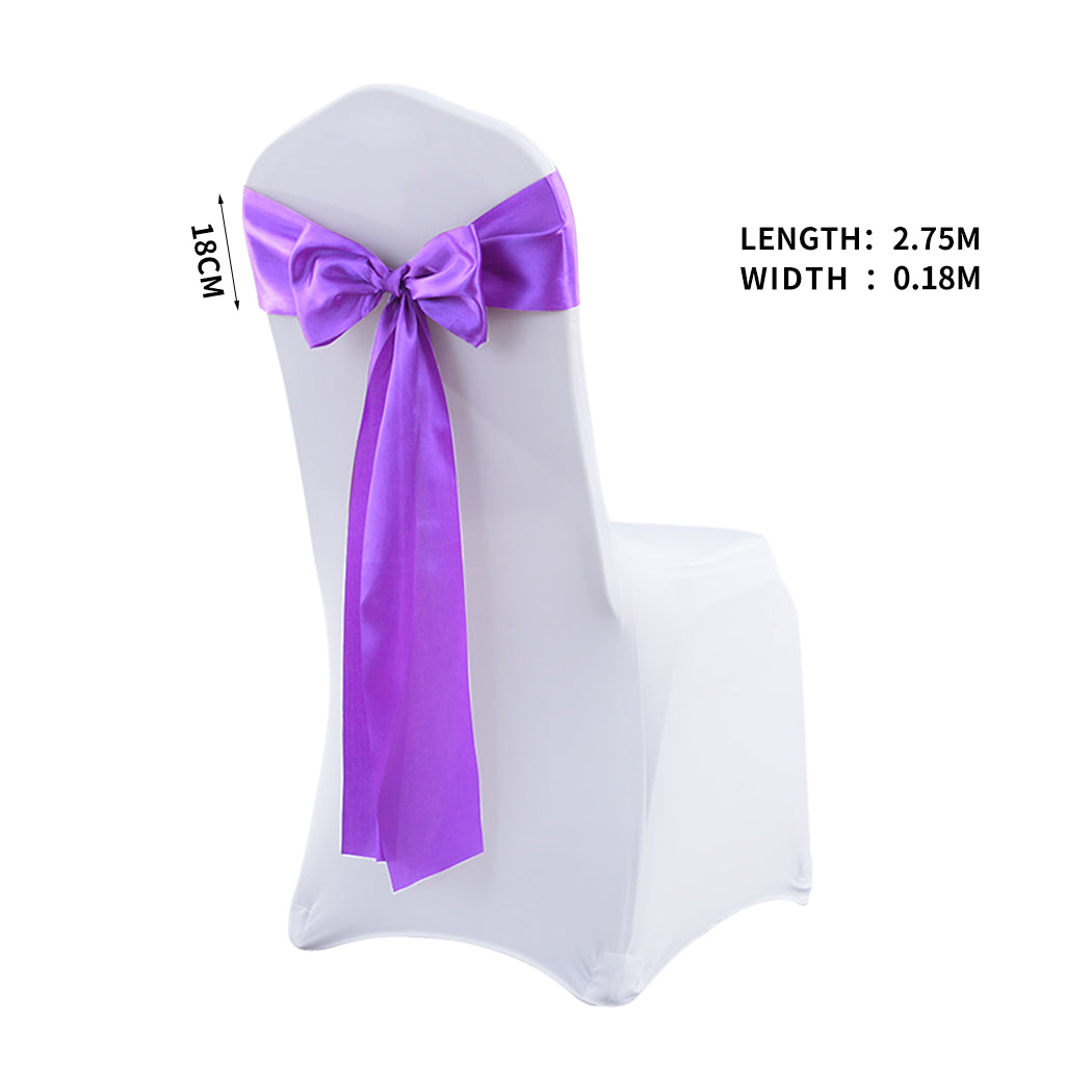 20x Multicoloured Satin Chair Sashes Lavender-2018816627205869570