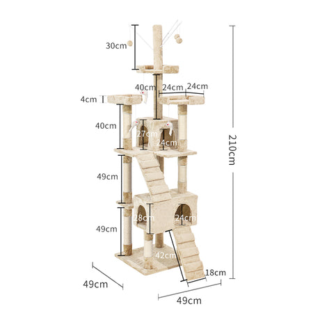 PaWz Cat Tree Scratching Post Scratcher Beige-1954802765771444226