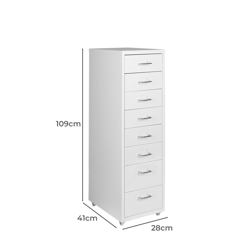 Levede Office Cabinet 8 Drawer Drawers White-2006733172112494594