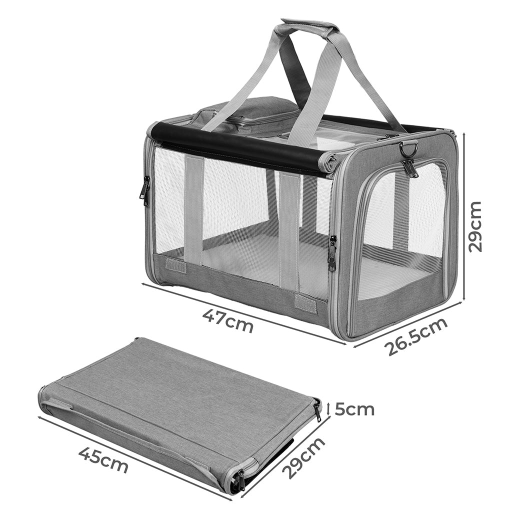 Pawz 3 in 1 Pet Soft Crate Dog Cat Carrier M Size Grey-2006732694888779778