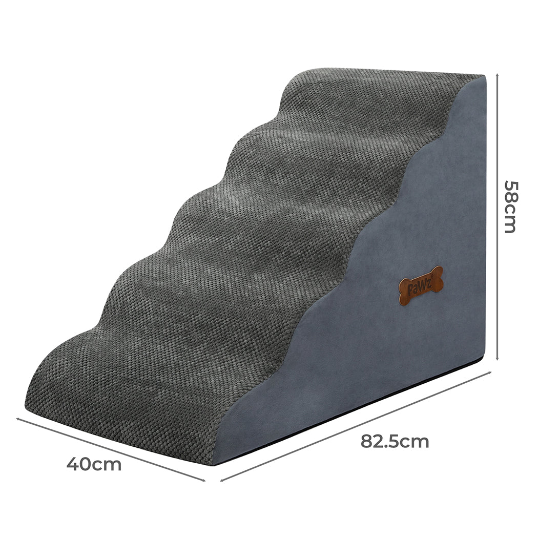 Pawz 5 Steps Pet Stairs Dog Ramp High Density Foam Grey-2006732707526217730