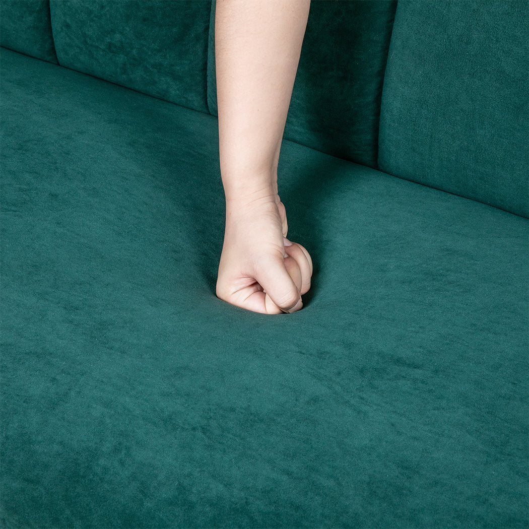 Levede Sofa Bed Convertible Velvet Lounge Recliner Couch Sleeper 3 Seater Green-1954802342541004803