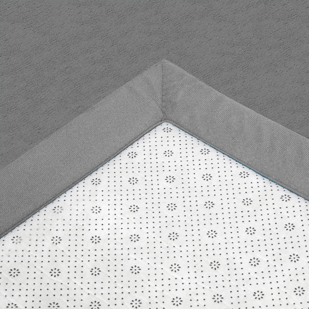 Marlow Coral Velvet Area Rugs Large Mat 180x200cm Grey-1954802462355492867