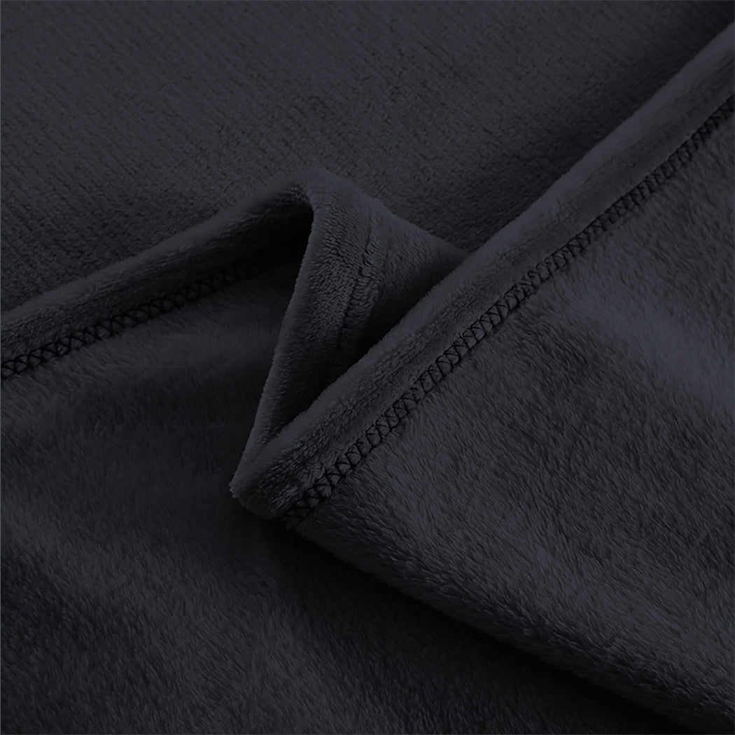 DreamZ 320GSM 220x240cm Ultra Soft Mink Dark Grey Queen-2018816639436460035