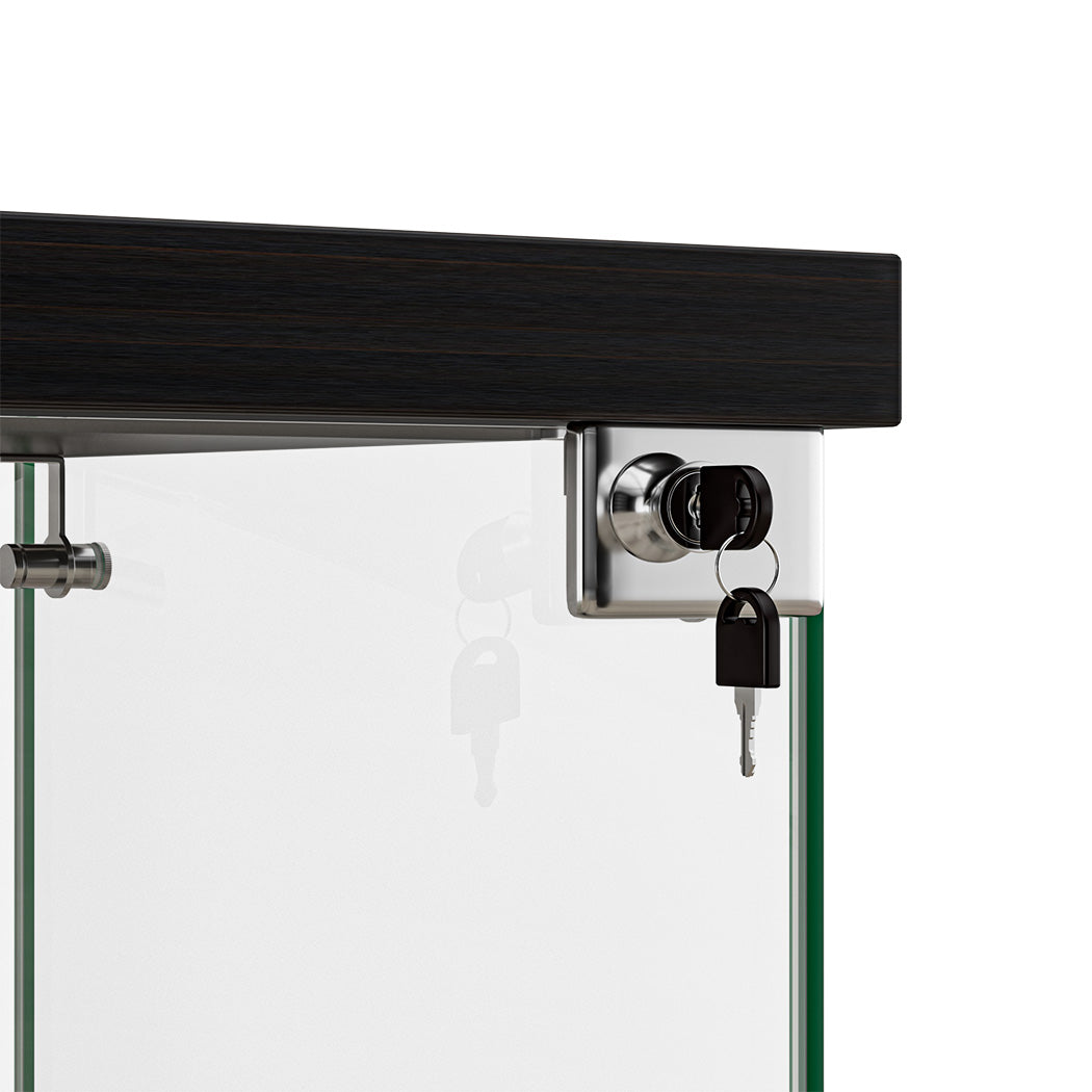 Stacked Display Cabinet Collection Storage Tempered Glass 2 Tier With Lock Black-1954802399617093635