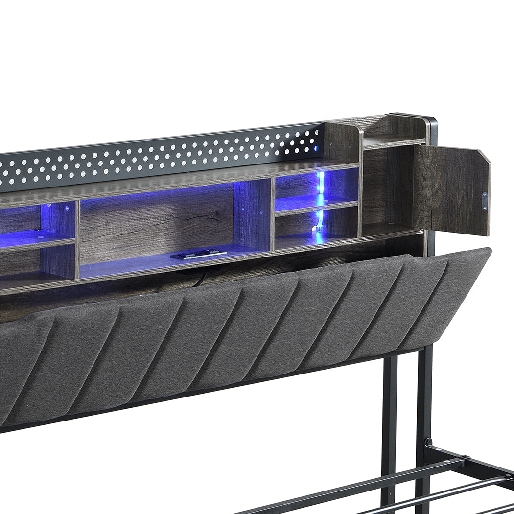 Levede Queen Bed Frame with Storage Headboard RGB LED-2006732901781213187