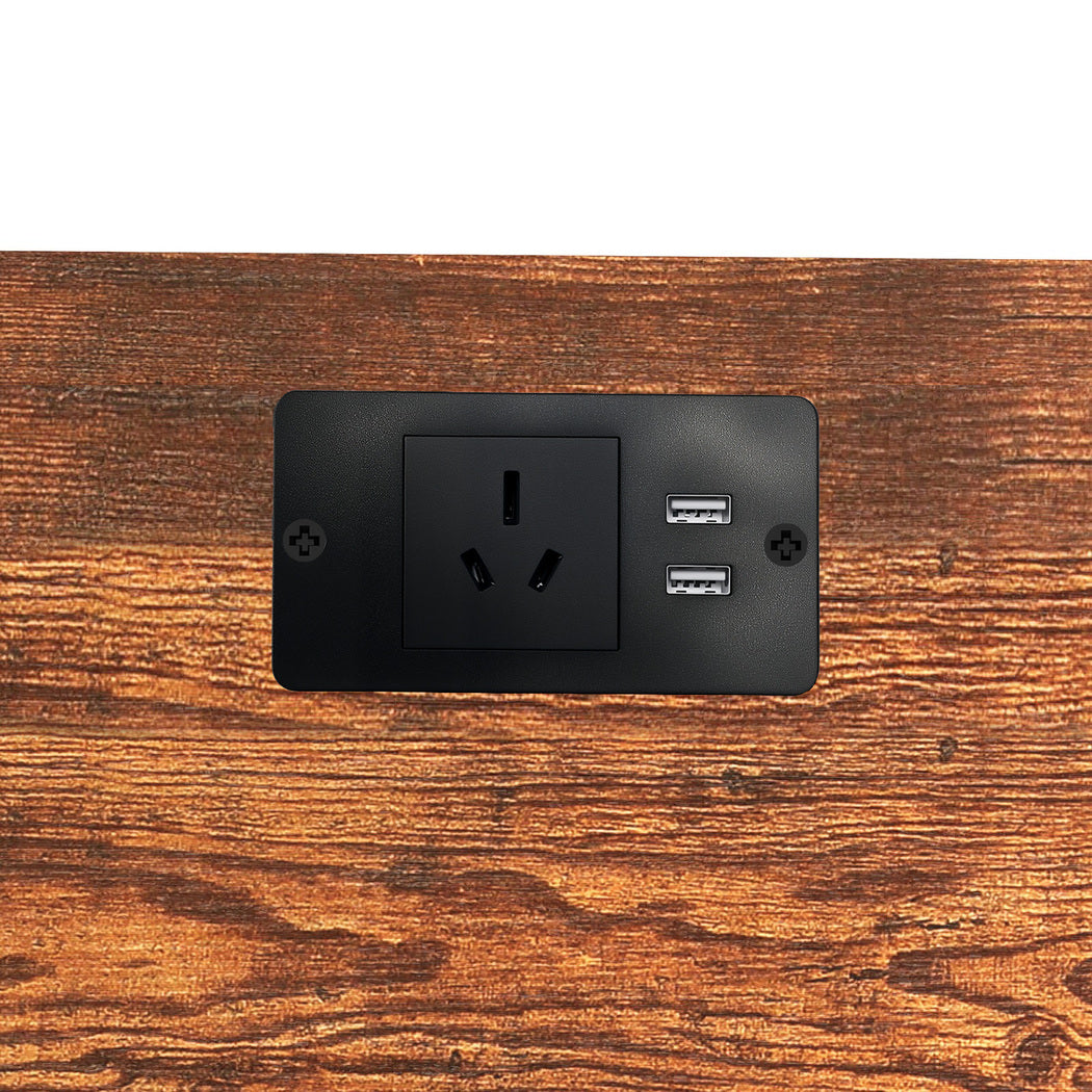 Levede LED Bedside Table with 2 Drawers Power Outlets-2018816812560551939