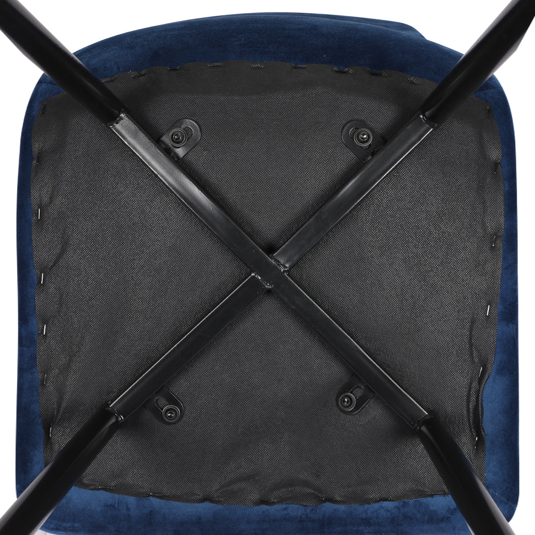 Levede 4x Dining Chairs Kitchen Velvet Blue-1954802984198213635