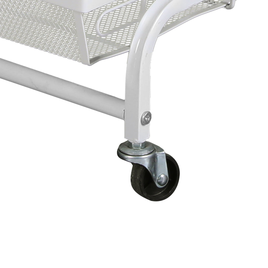 Levede 3 Tier Kitchen Trolley Cart Swivel White Colour-2018816816582889475