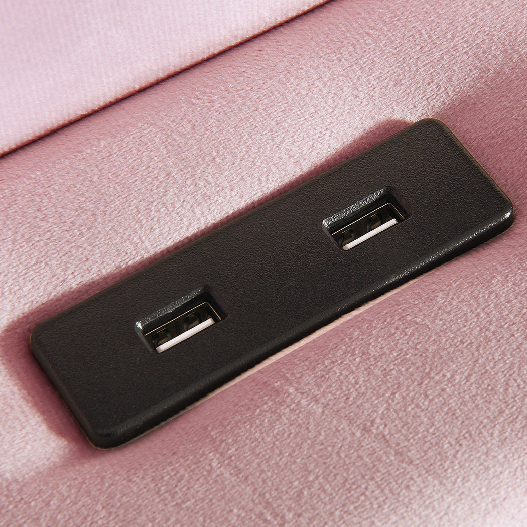 Levede King Floating Bed Frame LED Headboard USB Pink-2006732795224920067