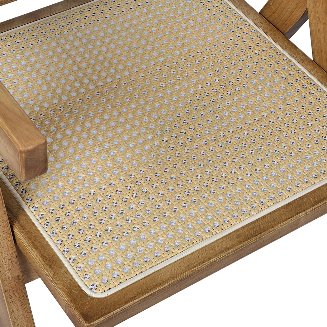 Levede 2x Dining Chair Solid Wood Rattan Natural-2018816910321389568