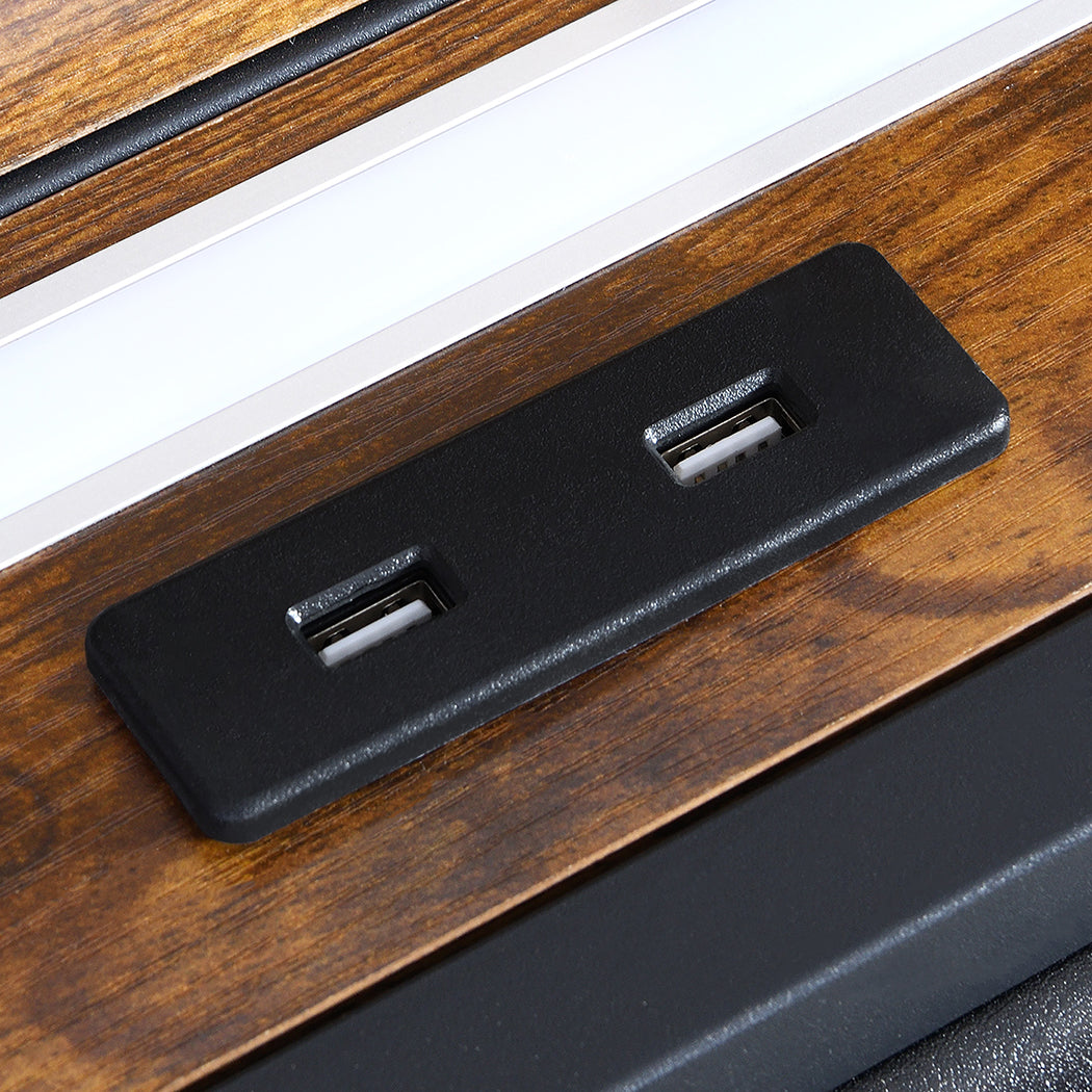 Levede Single Bed Frame Leather Headboard RGB 2 Drawers-2006732795887620099