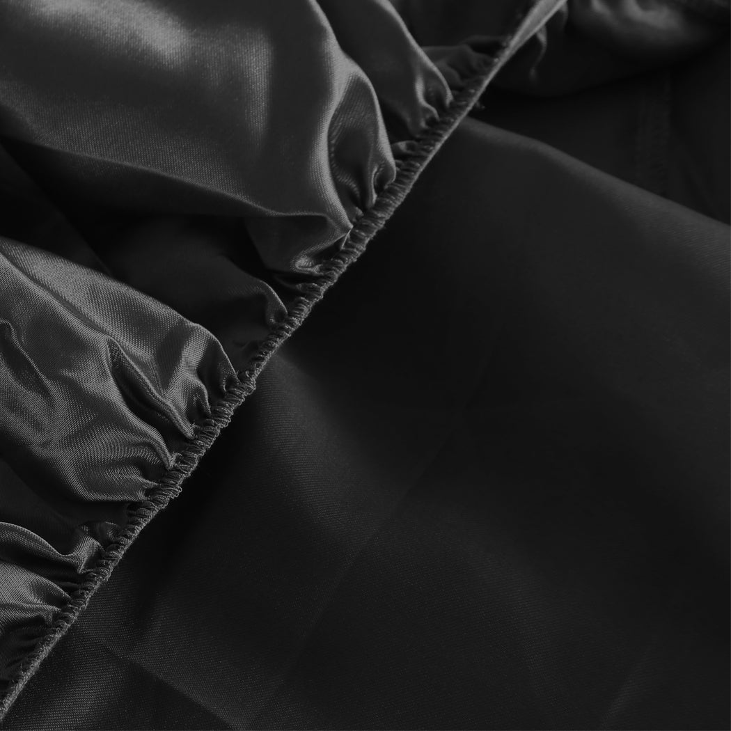 DreamZ Silky Satin Sheets Fitted Flat Queen Black-2006733218992230403