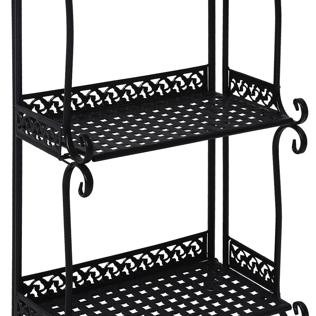 Levede Plant Stand 4 Tiers Outdoor Indoor Black-2006732932802285572