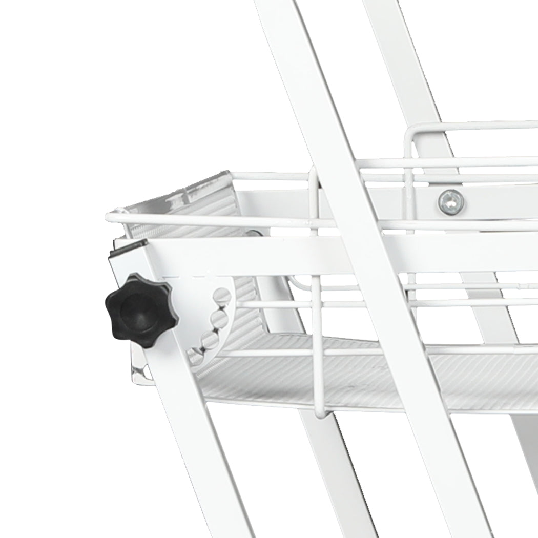 Levede 3 Tier Kitchen Trolley Cart Swivel White Colour-2018816816582889476