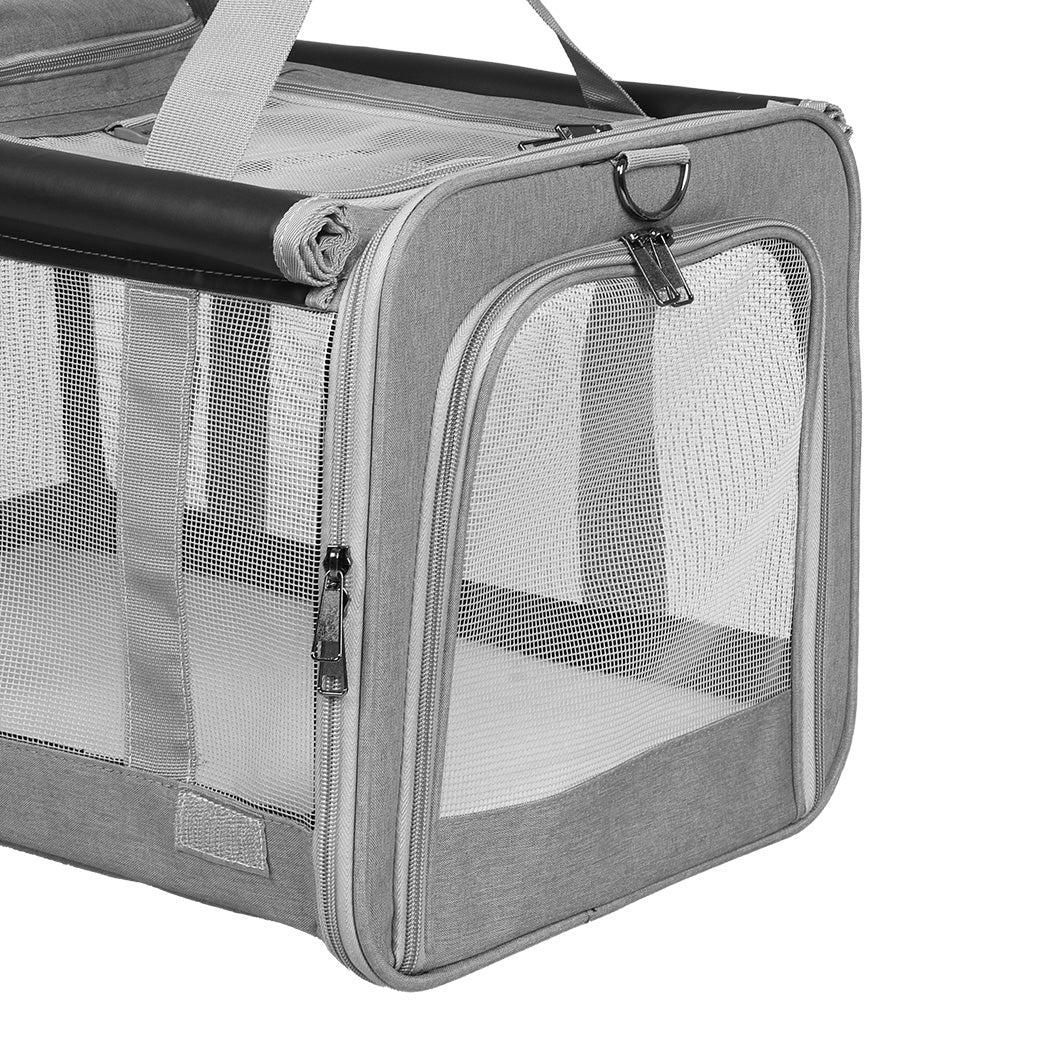Pawz 3 in 1 Pet Soft Crate Dog Cat Carrier XL Size Grey-1954802466411384836