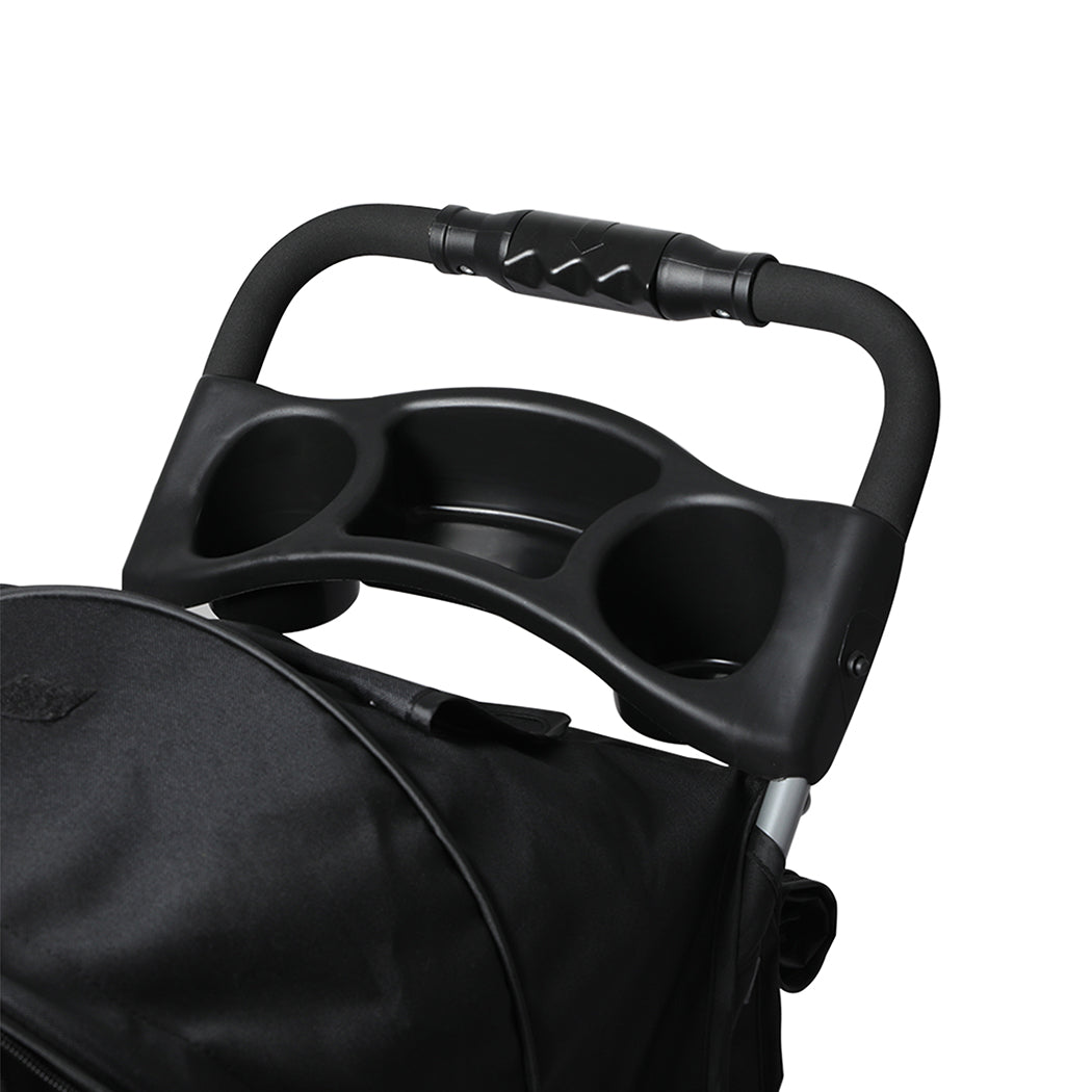 PaWz 4 Wheels Pet Stroller Dog Cat Cage Black-2006733030869307396