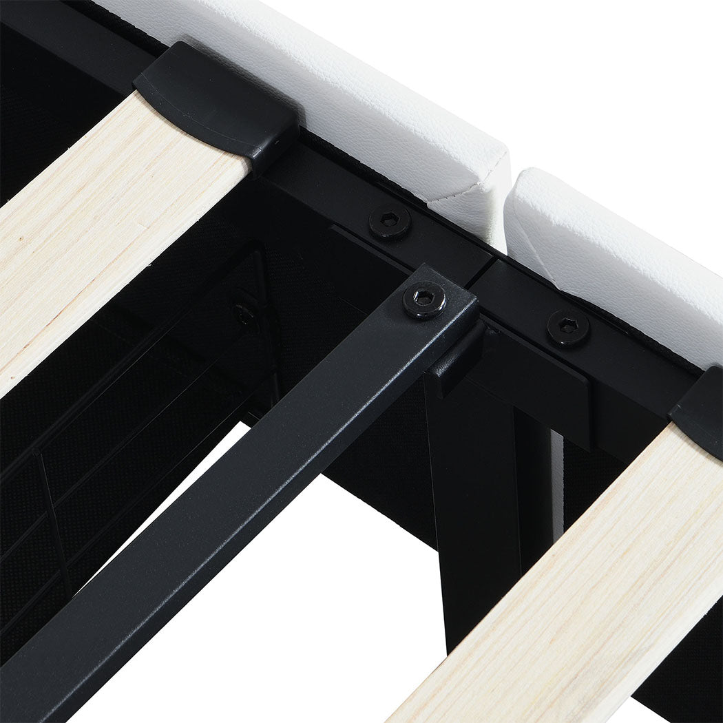 Levede Single Bed Frame Leather Headboard RGB 2 Drawers-2006732796336410628