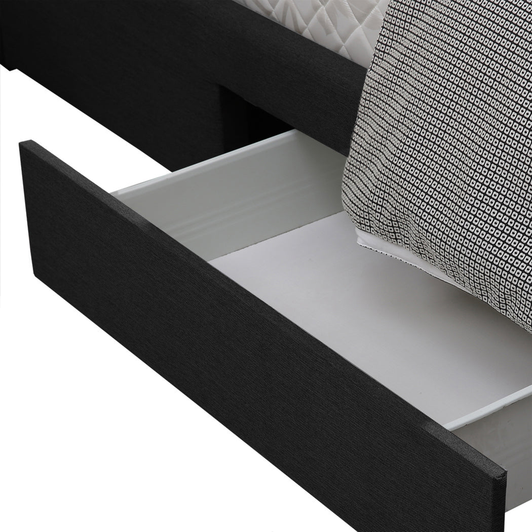 Levede Queen Bed Frame Fabric Tufted Dark Grey-2006733223215894532