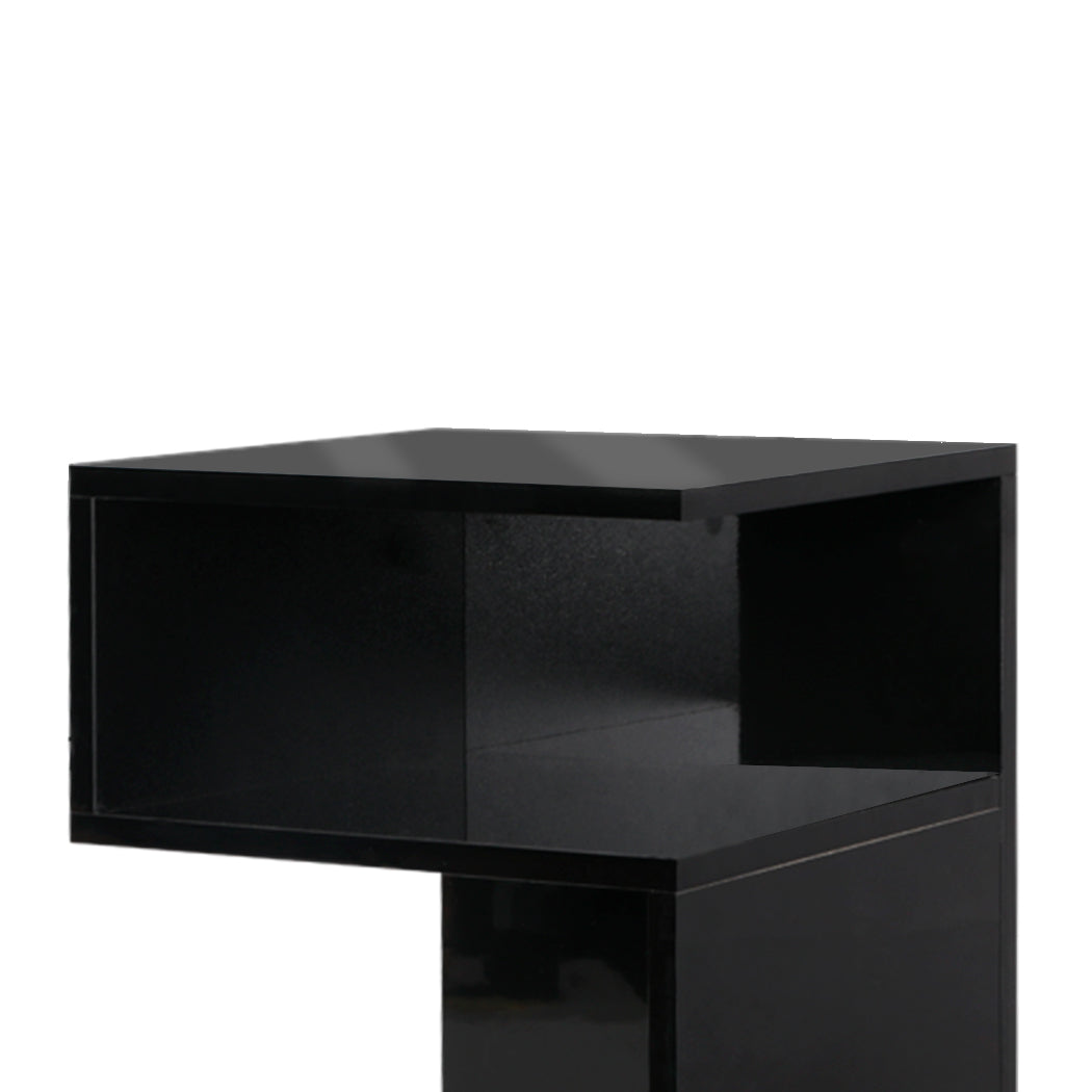 Levede 1xBedside Tables Drawers Side Black-2006733101623021572