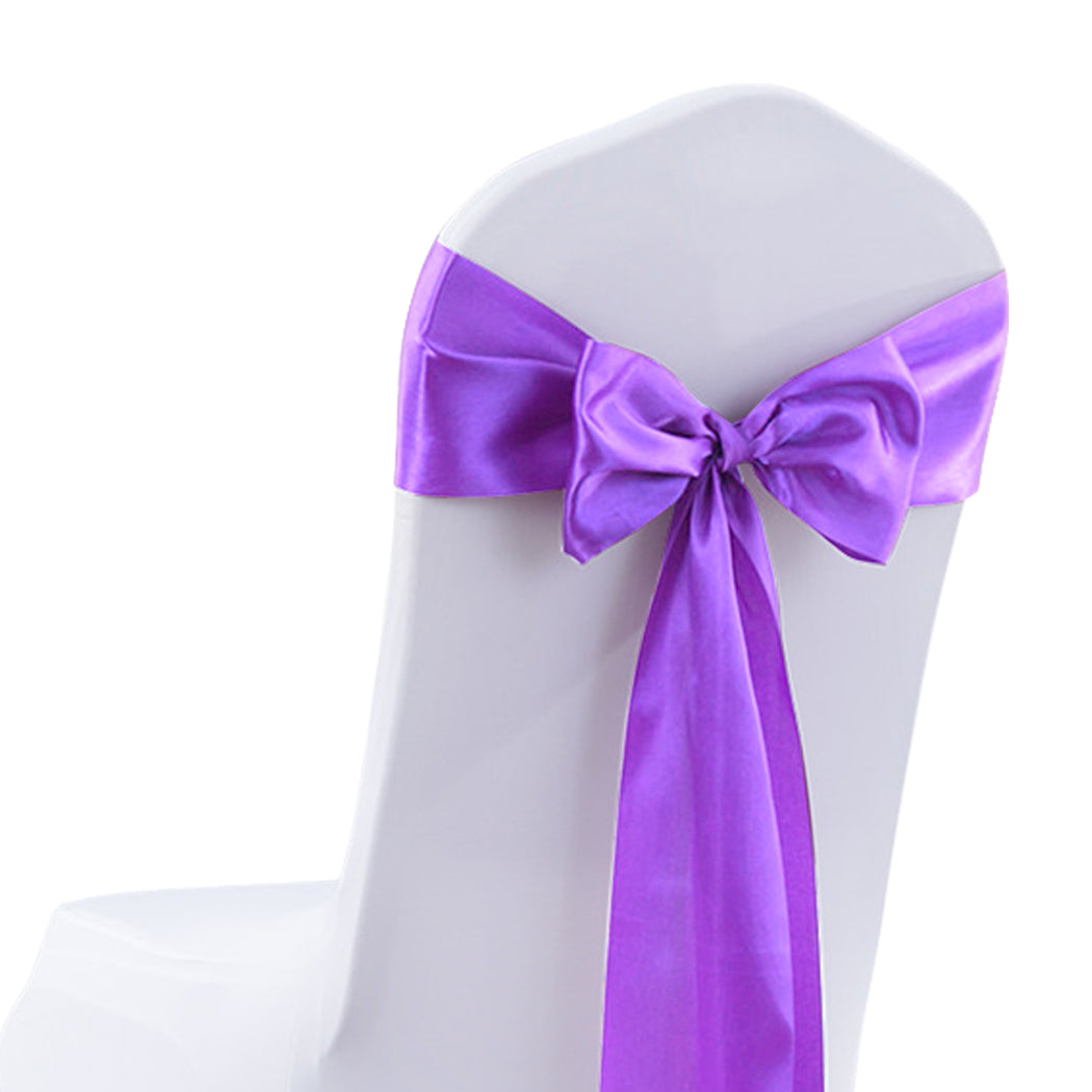 20x Multicoloured Satin Chair Sashes Lavender-2018816627205869573