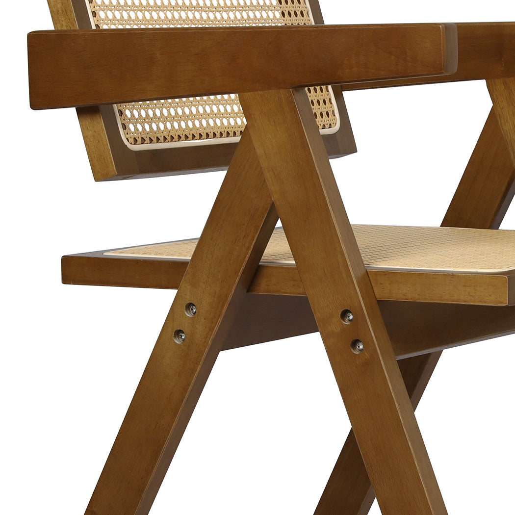 Levede 1x Walnut Wicker Armchair Dining Chair-1954802994130325509