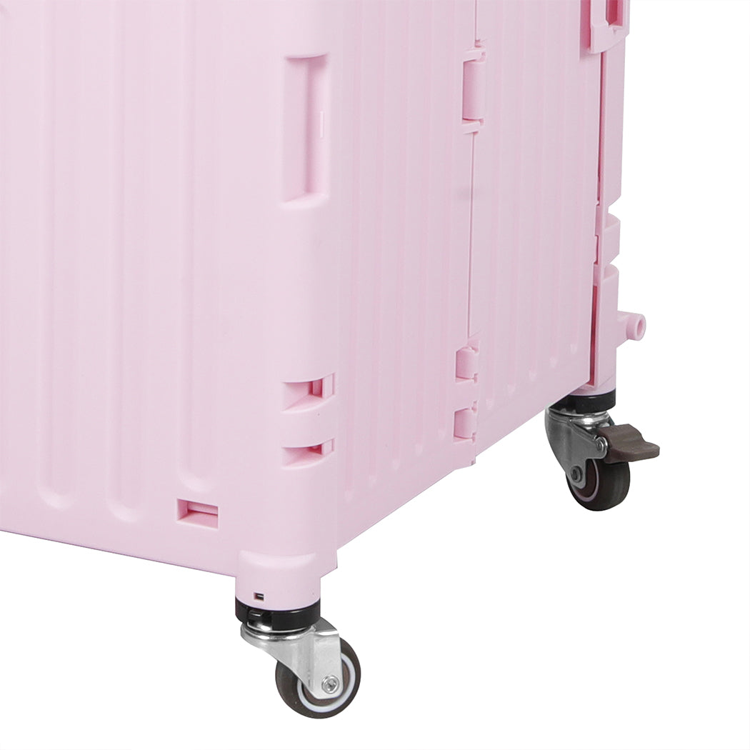 Folding Shopping Trolley Cart Portable Pink-2006733034535129093