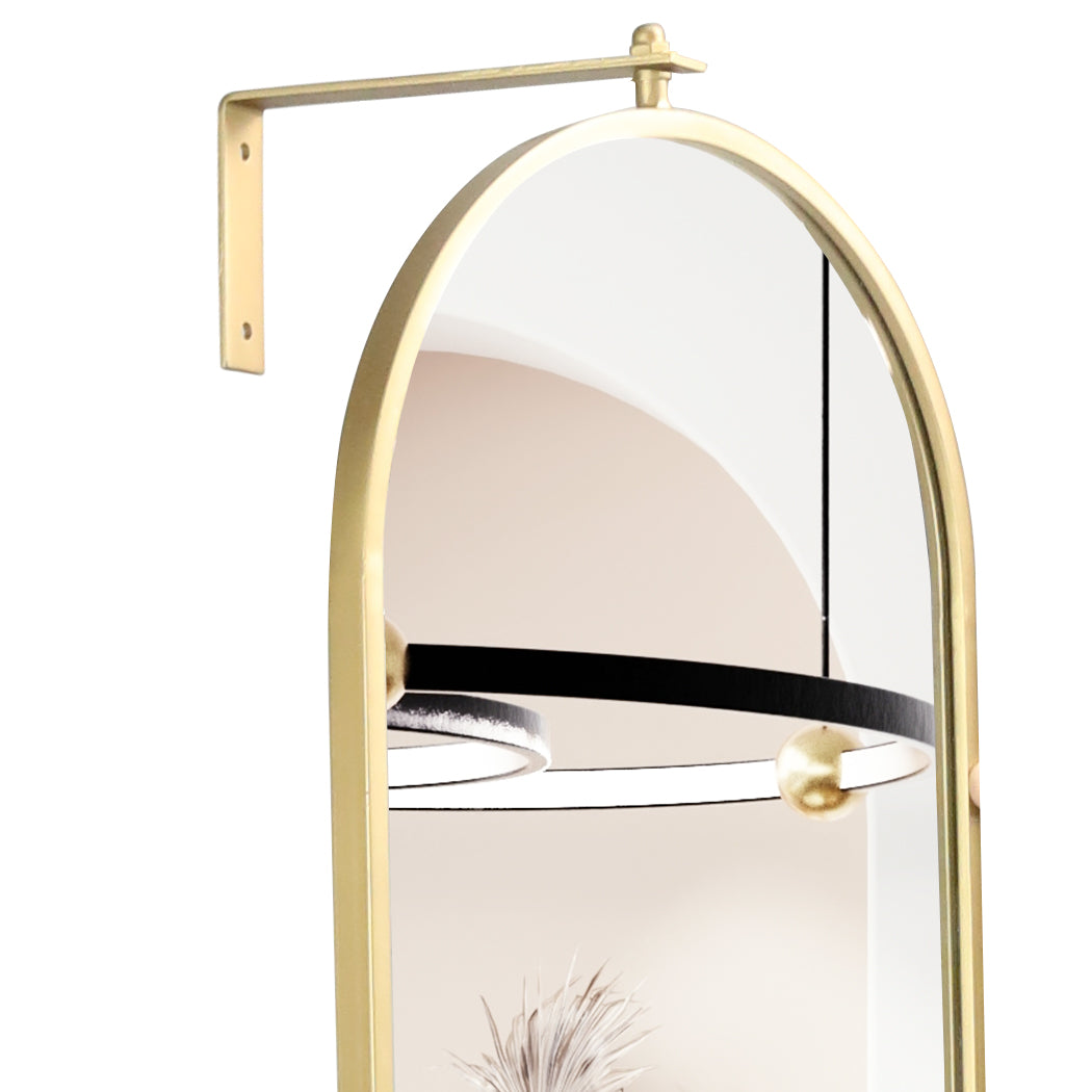 Yezi 360? Swivel Wall Mirrors 140cm x35cm Oval Shape Gold Frame-2006733285534863365