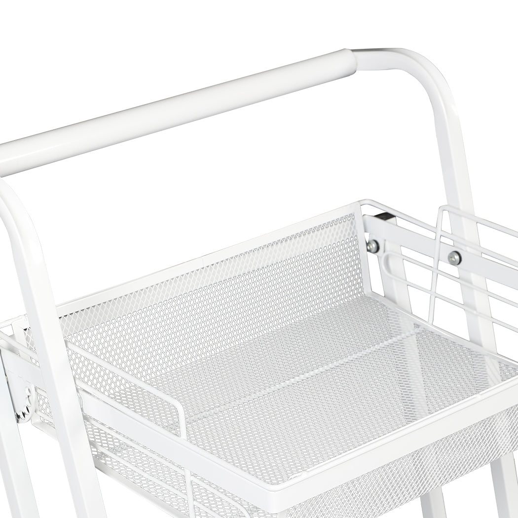 Levede 3 Tier Kitchen Trolley Cart Swivel White Colour-2018816816582889477