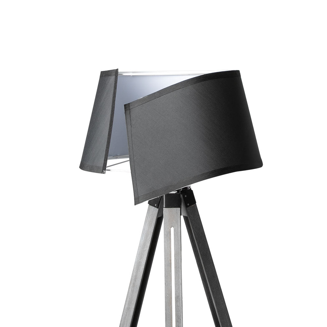 EMITTO Tripod Wooden Floor Lamp Shaded Grey-2006733079095414789