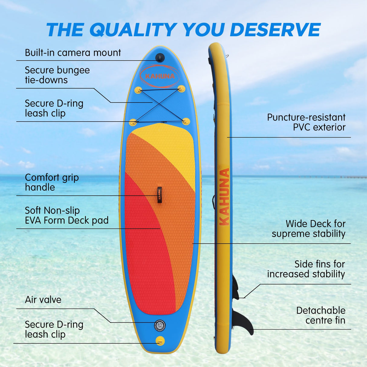 Kahuna Hana Inflatable Stand Up Paddle Board 10FT w/ iSUP Accessories