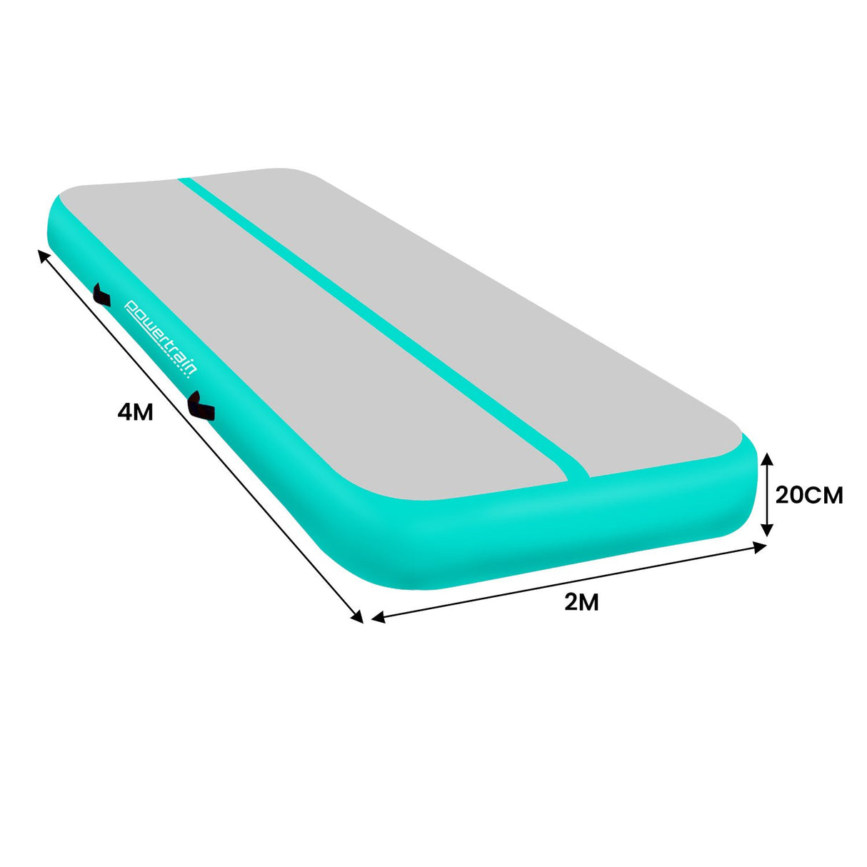 Powertrain 4m x 2m x 20cm Air Track Gymnastics Mat Tumbling Exercise - Grey Green
